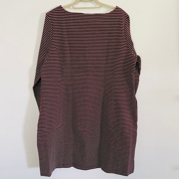 NWT Duluth Trading Ponte Pro Long Sleeve Boat Neck Dress XXL Striped Maroon Knee - Picture 5 of 10